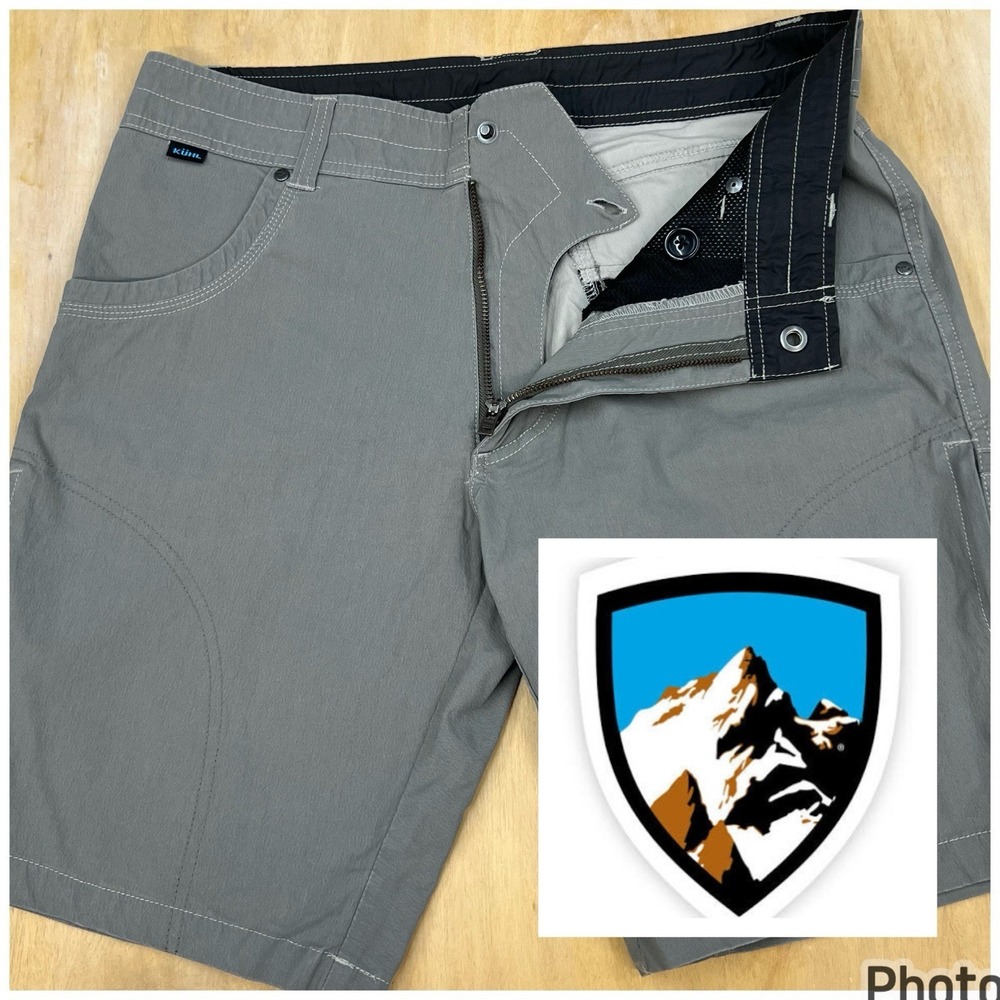 Kuhl Rumblr Vintage Patina Dye Shorts Mens 32x9 Grayish Stretch Cargo Chinos